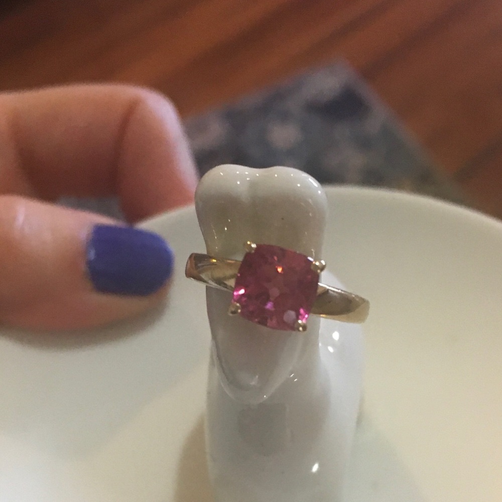 Pink tourmaline 14k size 5 ring